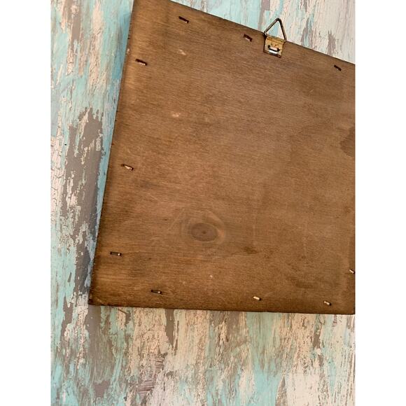 Vintage 5.5" Square Cobalt Tile in Wooden Frame Minstrel Portrait Blue White - Picture 7 of 7